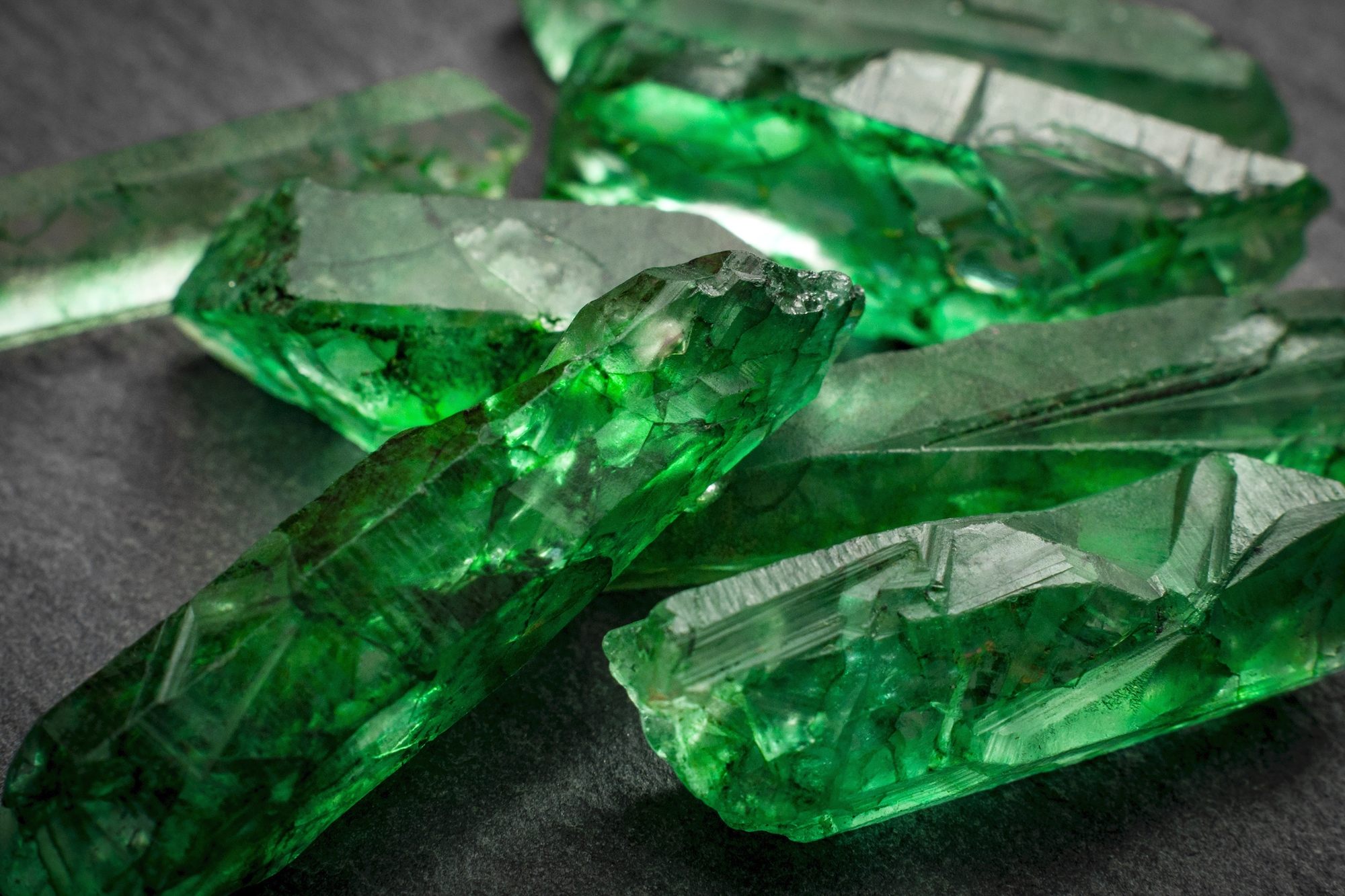 Macro image of raw jewels